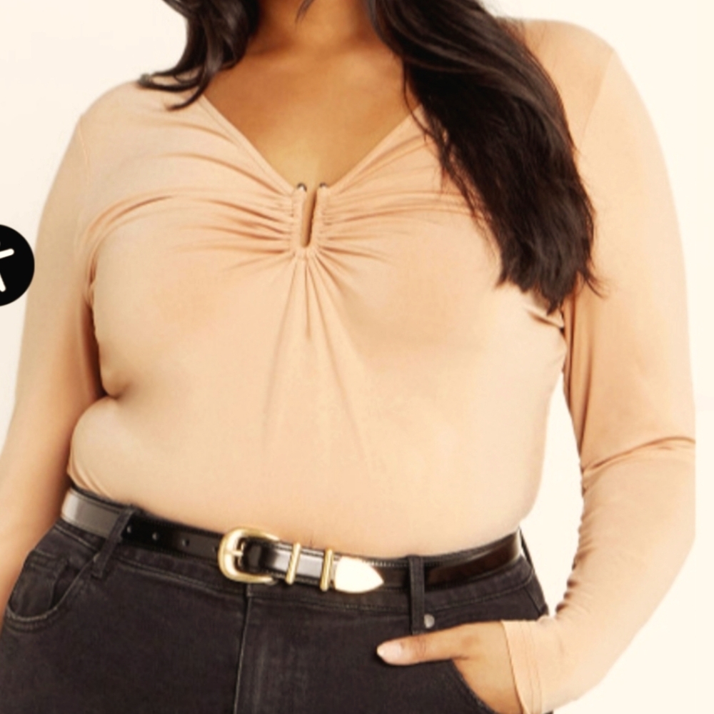 NWT City Chic Figure-flattering Beige Knit Top size 20W